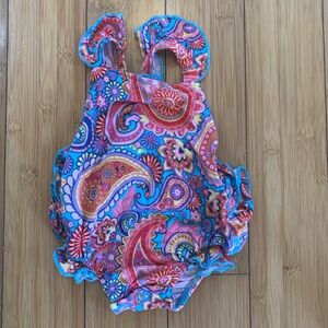 Posh Peanut romper in the Elliana print